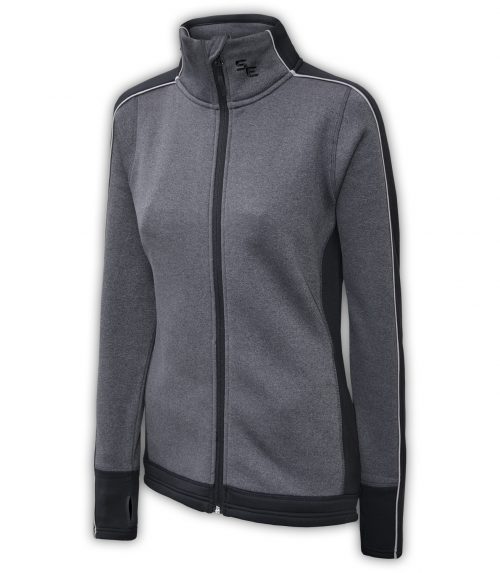 women's fitted jacket, power stretch fleece, gray