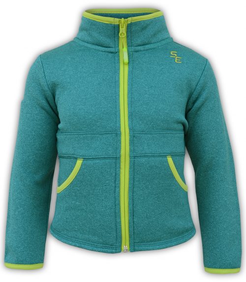 green and yellow pockets kids zipper jacket summit edge brand logo