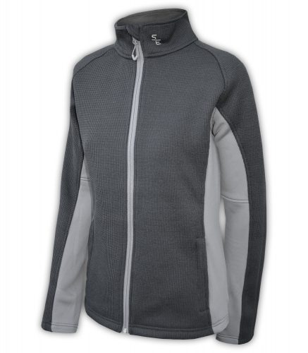 summit-edge-womens-fleece-full-zip-zipper-black-gray-ski-jacket-stand-up collar-pockets outerwear