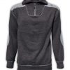 summit edge outerwear brand pullover, north shore fleece, charcoal 1/4 zipper, black, gray patches, collar