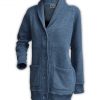 summit edge brand unisex womens north shore button cardigan jacket denim blue navy pockets