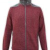 summit edge brand, mens elbow patch sweater red, full zip, shoulders zip pockets