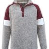 summit edge brand, color block sweater men, red, white, snaps, collar
