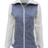 summit edge outerwear brand womens sports jacket, blue white collar, cream, soft comfortable low price