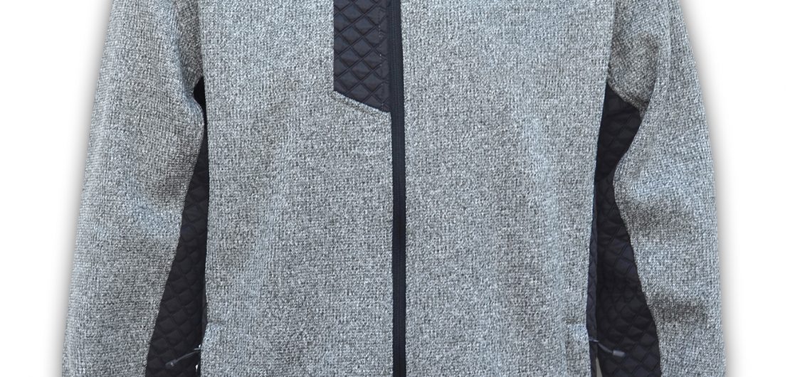 mens coarse weave 3d fleece jacket gray with black collar summit edge brand