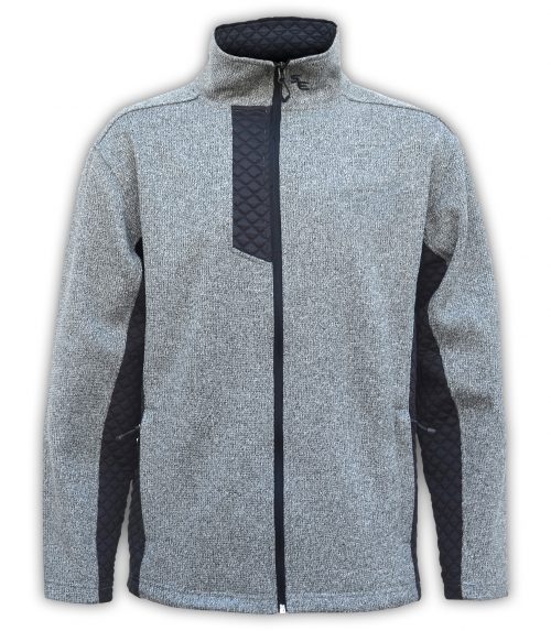 mens coarse weave 3d fleece jacket gray with black collar summit edge brand